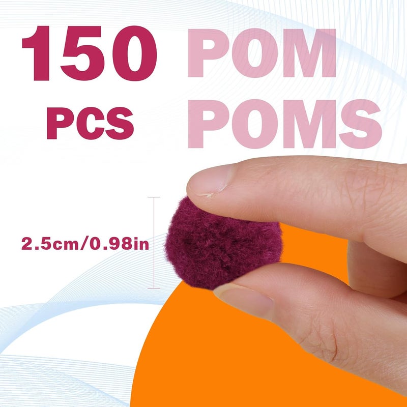 MORFEN 150 Pieces Pom Poms, 1 Inch Dark Red Craft Pom Poms, Fuzzy Pompom Puff Balls, Small Pom Pom Balls for DIY Arts, Crafts Projects, Home Decorations - Image 2